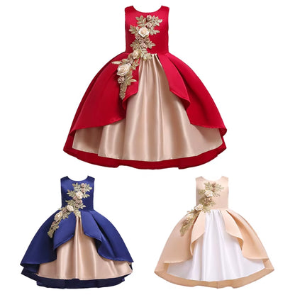 5 Colors Fashion Flowers Girls Dress Birthday Party Cute Kids Dresses for Girls Princess Christmas Costume 2 3 4 5 6 7 8 9 Years