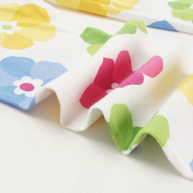 3-10Years Girls Cropped Trousers Floral Print Flower Kids Calf Length Skinny Pants Stretch Leggings Children All-Matches Bottoms