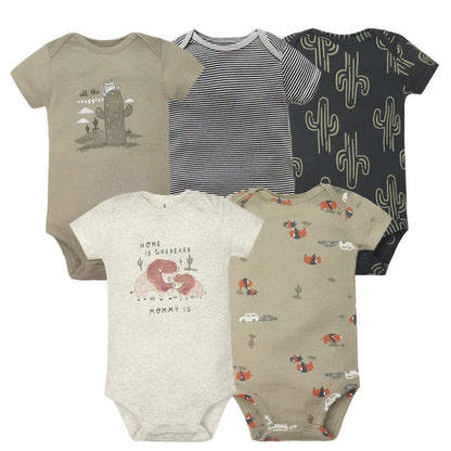 2023 5Pcs/Lot Baby Bodysuits 100% Cotton Newborn Baby Boys Clothes Short Sleeve Baby Girls Clothes 0-24M Baby Clothing Jumpsuits
