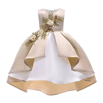 5 Colors Fashion Flowers Girls Dress Birthday Party Cute Kids Dresses for Girls Princess Christmas Costume 2 3 4 5 6 7 8 9 Years