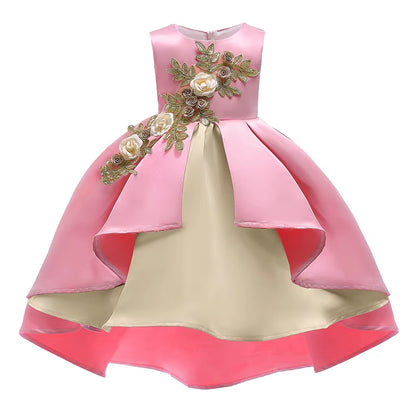 5 Colors Fashion Flowers Girls Dress Birthday Party Cute Kids Dresses for Girls Princess Christmas Costume 2 3 4 5 6 7 8 9 Years