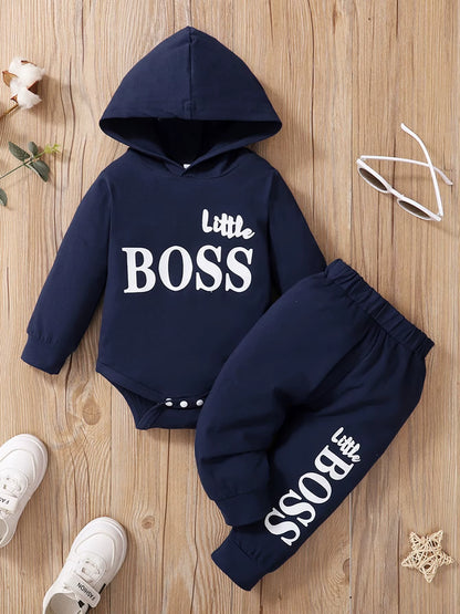 Long Sleeve Hoodie Romper+Pants Toddler Boy Cute