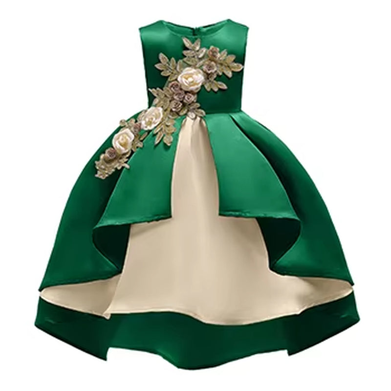 5 Colors Fashion Flowers Girls Dress Birthday Party Cute Kids Dresses for Girls Princess Christmas Costume 2 3 4 5 6 7 8 9 Years