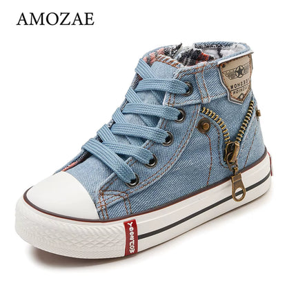 2025 Canvas Children Shoes Sport Breathable Boys Sneakers Brand Kids Shoes for Girls Jeans Denim Casual Child Flat Boots