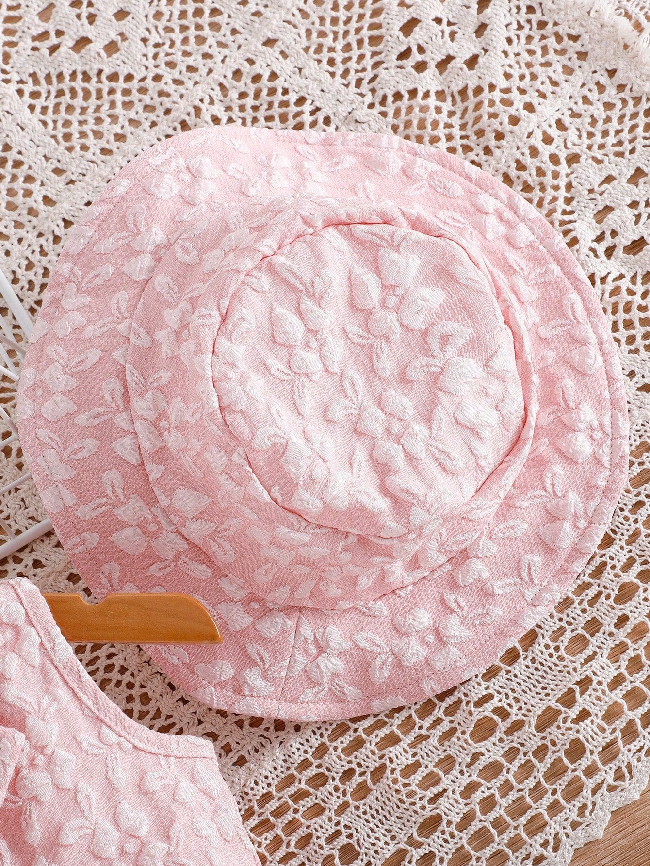 Summer Baby Girls Cute 3D Floral Vest Romper & Bucket Hat 2Pcs Set