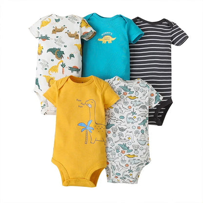 2023 5Pcs/Lot Baby Bodysuits 100% Cotton Newborn Baby Boys Clothes Short Sleeve Baby Girls Clothes 0-24M Baby Clothing Jumpsuits