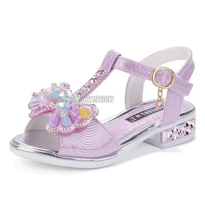 Girls Flat Heel Sandals Kids Girls Spring Summer Little Kids Princess Dress Bow Fashion Teenage Shoes