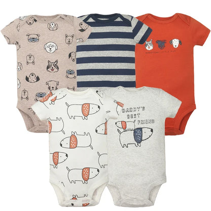 2023 5Pcs/Lot Baby Bodysuits 100% Cotton Newborn Baby Boys Clothes Short Sleeve Baby Girls Clothes 0-24M Baby Clothing Jumpsuits