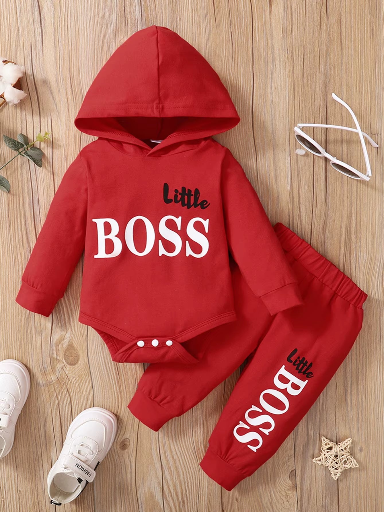 Long Sleeve Hoodie Romper+Pants Toddler Boy Cute