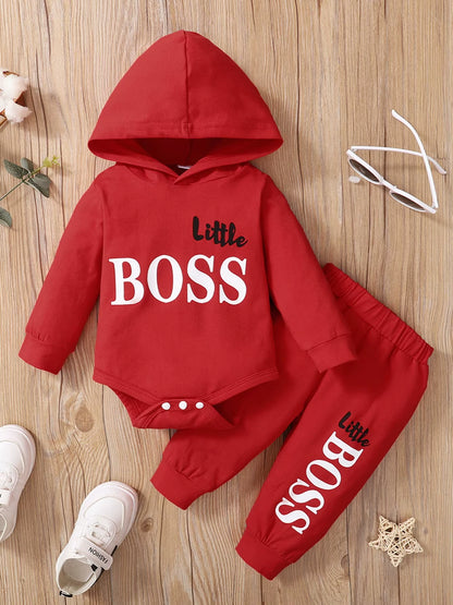 Long Sleeve Hoodie Romper+Pants Toddler Boy Cute