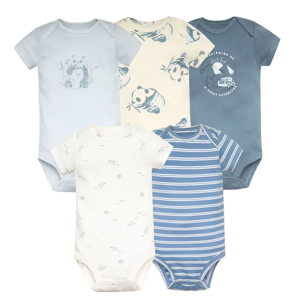 2023 5Pcs/Lot Baby Bodysuits 100% Cotton Newborn Baby Boys Clothes Short Sleeve Baby Girls Clothes 0-24M Baby Clothing Jumpsuits