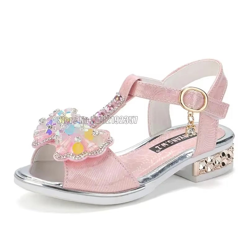 Girls Flat Heel Sandals Kids Girls Spring Summer Little Kids Princess Dress Bow Fashion Teenage Shoes