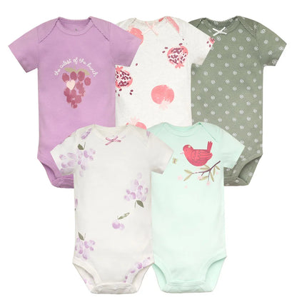 2023 5Pcs/Lot Baby Bodysuits 100% Cotton Newborn Baby Boys Clothes Short Sleeve Baby Girls Clothes 0-24M Baby Clothing Jumpsuits