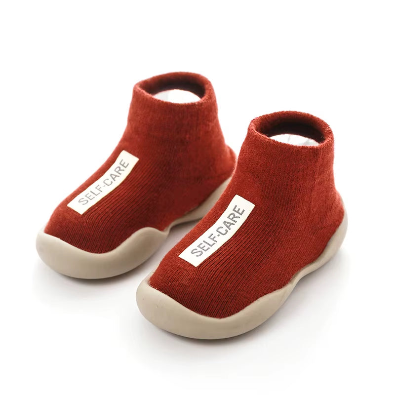 Baby Shoes Toddler First Walkers Infant Boys Girls Kids Rubber Soft Non-Slip Sole Floor Barefoot Casual Shoes Knit Booties