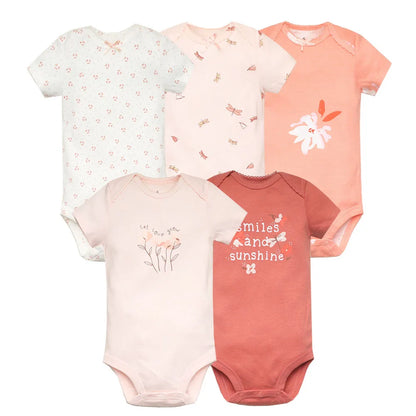 2023 5Pcs/Lot Baby Bodysuits 100% Cotton Newborn Baby Boys Clothes Short Sleeve Baby Girls Clothes 0-24M Baby Clothing Jumpsuits