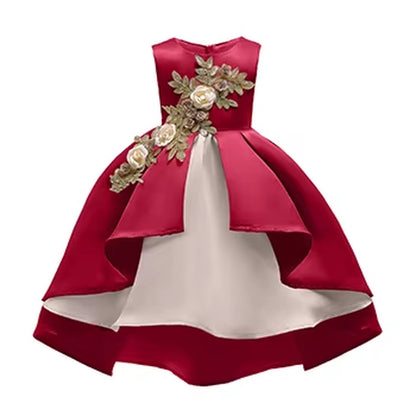 5 Colors Fashion Flowers Girls Dress Birthday Party Cute Kids Dresses for Girls Princess Christmas Costume 2 3 4 5 6 7 8 9 Years