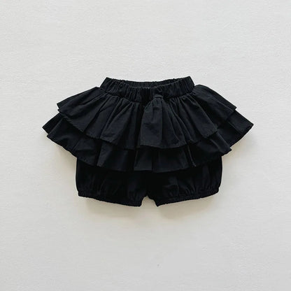 Children Girls Shorts Skirts Summer Cotton Baby Shorts Ruffled Edge Elastic Waist Leg Casual Pants Pleaded Kids Clothes