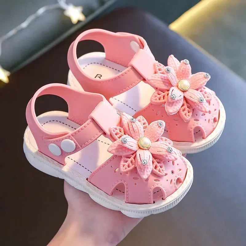 Solid Bow Children'S Summer Shoes Cute PVC Beach Non Slip Sandals for Baby Girls Footwear Soft Infant Kids Fashion Sandals
