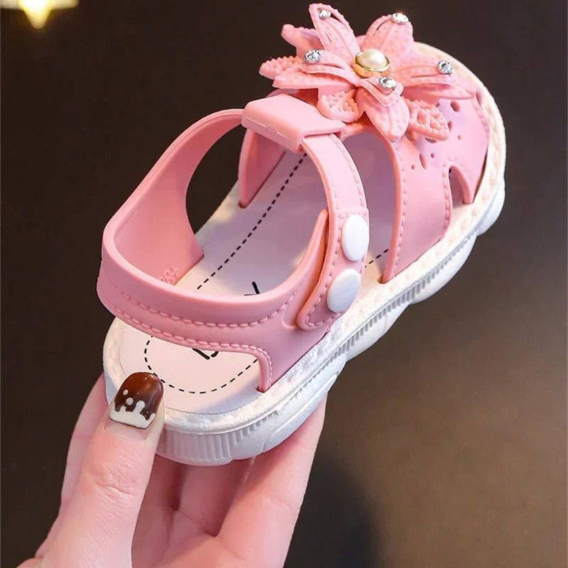 Solid Bow Children'S Summer Shoes Cute PVC Beach Non Slip Sandals for Baby Girls Footwear Soft Infant Kids Fashion Sandals