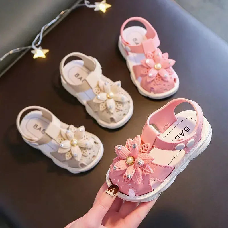 Solid Bow Children'S Summer Shoes Cute PVC Beach Non Slip Sandals for Baby Girls Footwear Soft Infant Kids Fashion Sandals