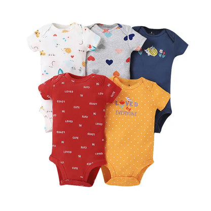 2023 5Pcs/Lot Baby Bodysuits 100% Cotton Newborn Baby Boys Clothes Short Sleeve Baby Girls Clothes 0-24M Baby Clothing Jumpsuits