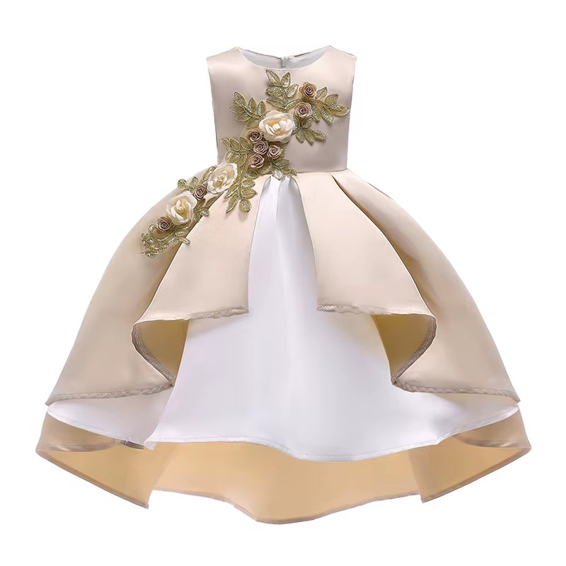 5 Colors Fashion Flowers Girls Dress Birthday Party Cute Kids Dresses for Girls Princess Christmas Costume 2 3 4 5 6 7 8 9 Years