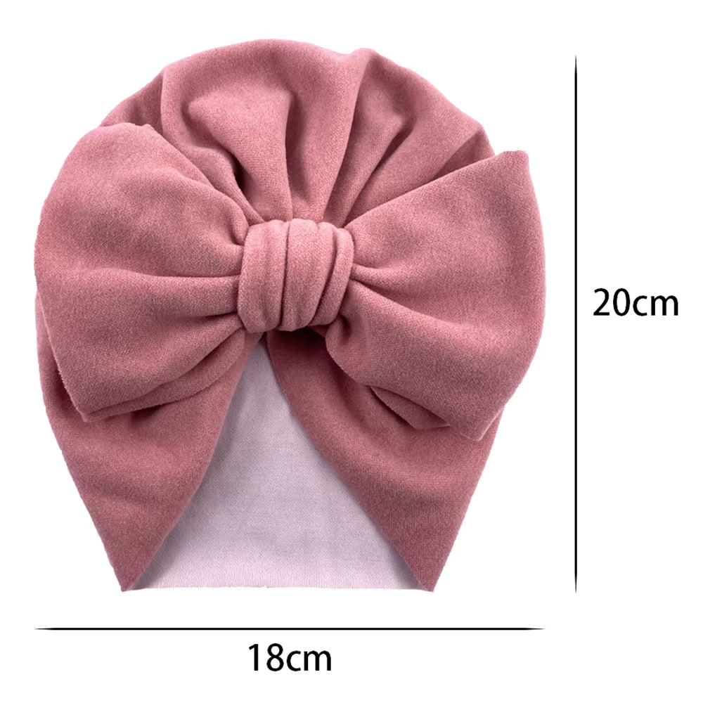6Pcs/Lot Baby Turban Hats Solid Faux Cashmere Caps Winter Warm Beanies Bonnet Newborn Kids Boys Girls Hospital Headwraps