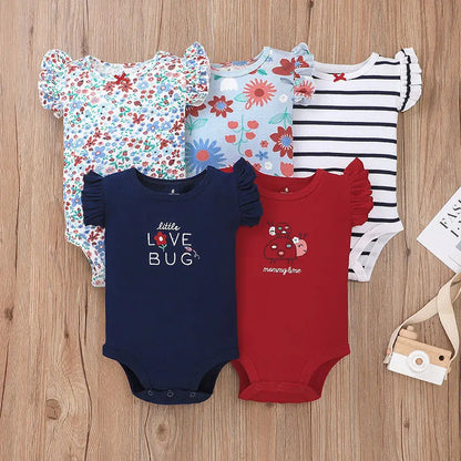 2023 5Pcs/Lot Baby Bodysuits 100% Cotton Newborn Baby Boys Clothes Short Sleeve Baby Girls Clothes 0-24M Baby Clothing Jumpsuits