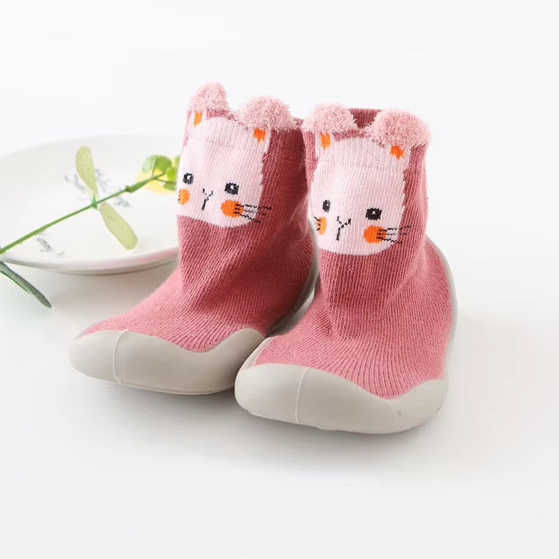 Baby Shoes Toddler First Walkers Infant Boys Girls Kids Rubber Soft Non-Slip Sole Floor Barefoot Casual Shoes Knit Booties