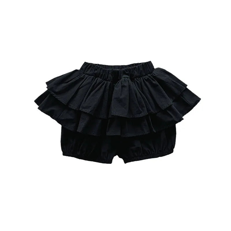 Children Girls Shorts Skirts Summer Cotton Baby Shorts Ruffled Edge Elastic Waist Leg Casual Pants Pleaded Kids Clothes