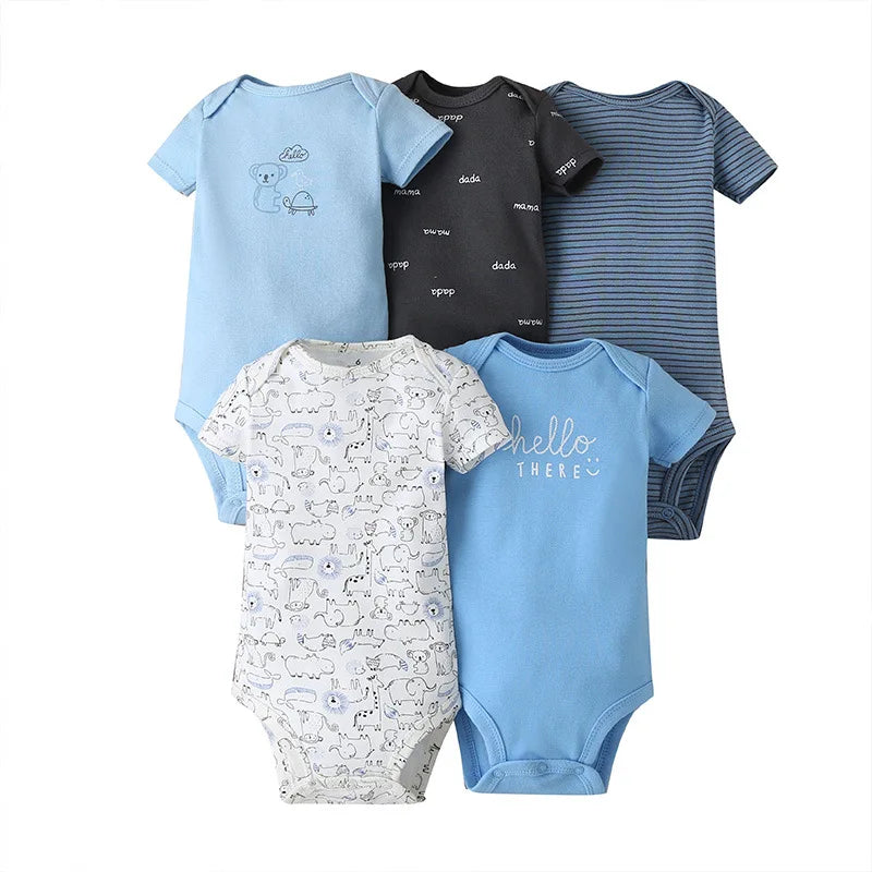 2023 5Pcs/Lot Baby Bodysuits 100% Cotton Newborn Baby Boys Clothes Short Sleeve Baby Girls Clothes 0-24M Baby Clothing Jumpsuits