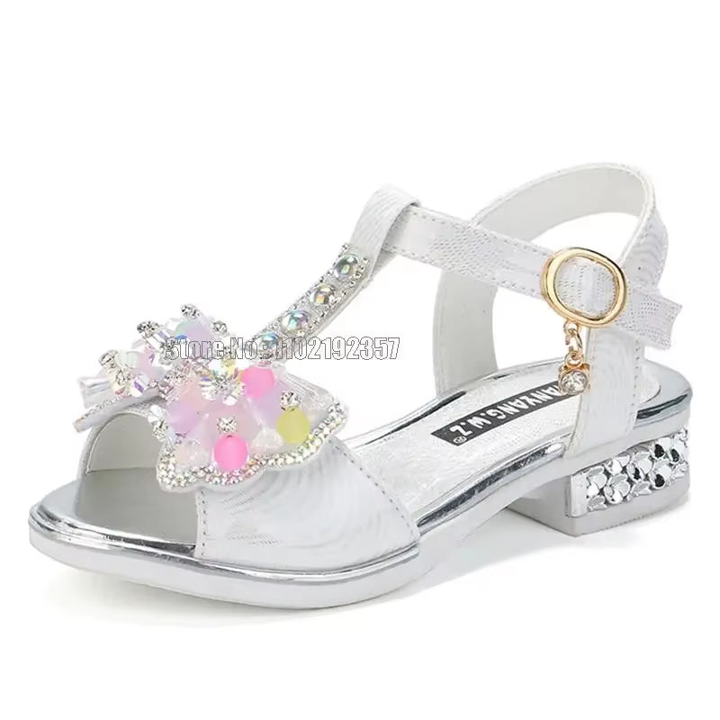 Girls Flat Heel Sandals Kids Girls Spring Summer Little Kids Princess Dress Bow Fashion Teenage Shoes