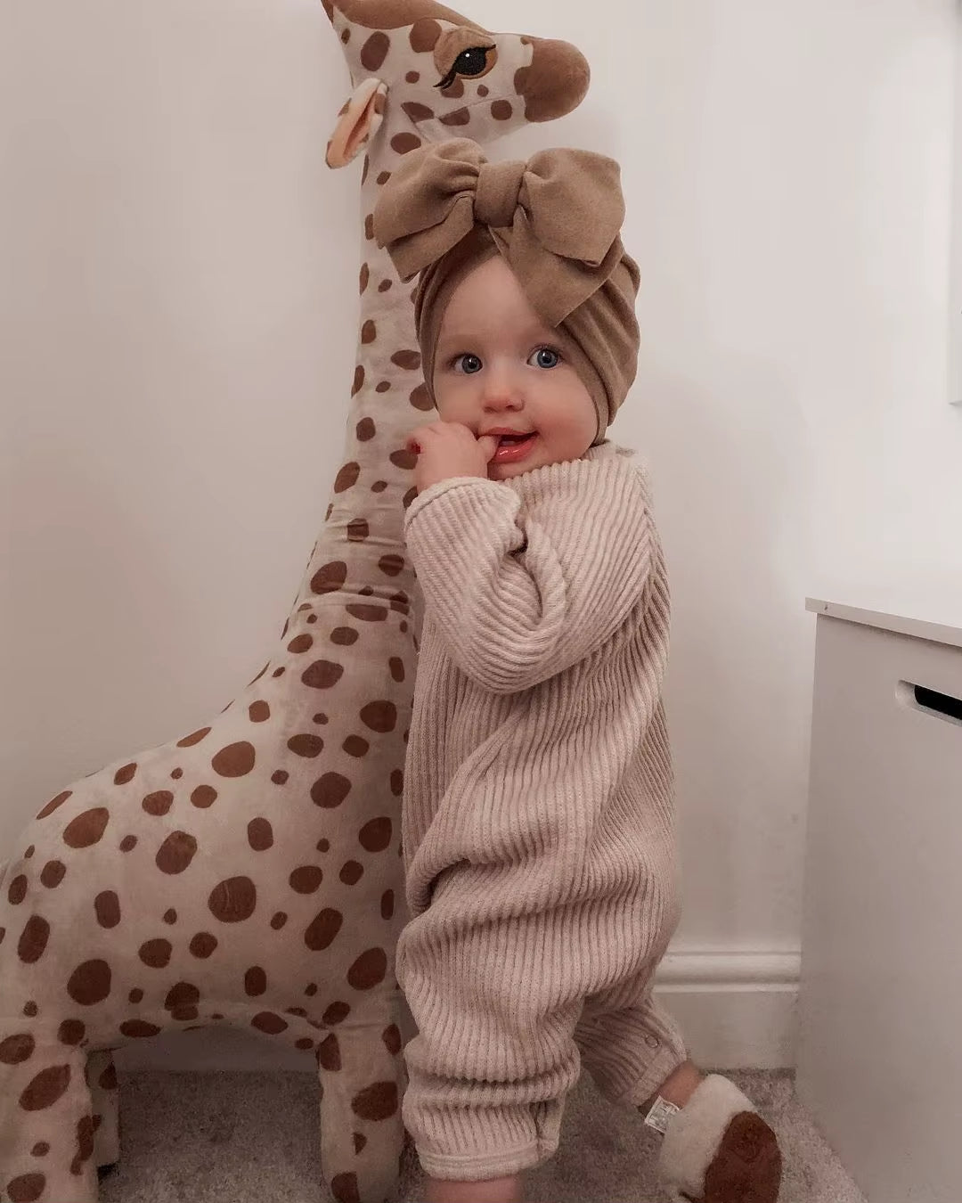 6Pcs/Lot Baby Turban Hats Solid Faux Cashmere Caps Winter Warm Beanies Bonnet Newborn Kids Boys Girls Hospital Headwraps