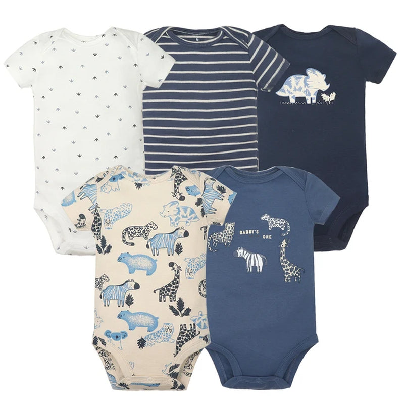 2023 5Pcs/Lot Baby Bodysuits 100% Cotton Newborn Baby Boys Clothes Short Sleeve Baby Girls Clothes 0-24M Baby Clothing Jumpsuits