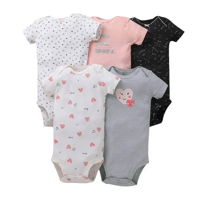 2023 5Pcs/Lot Baby Bodysuits 100% Cotton Newborn Baby Boys Clothes Short Sleeve Baby Girls Clothes 0-24M Baby Clothing Jumpsuits